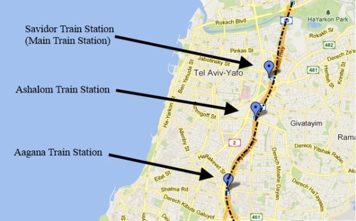 kaart van sherut kaart Tel Aviv