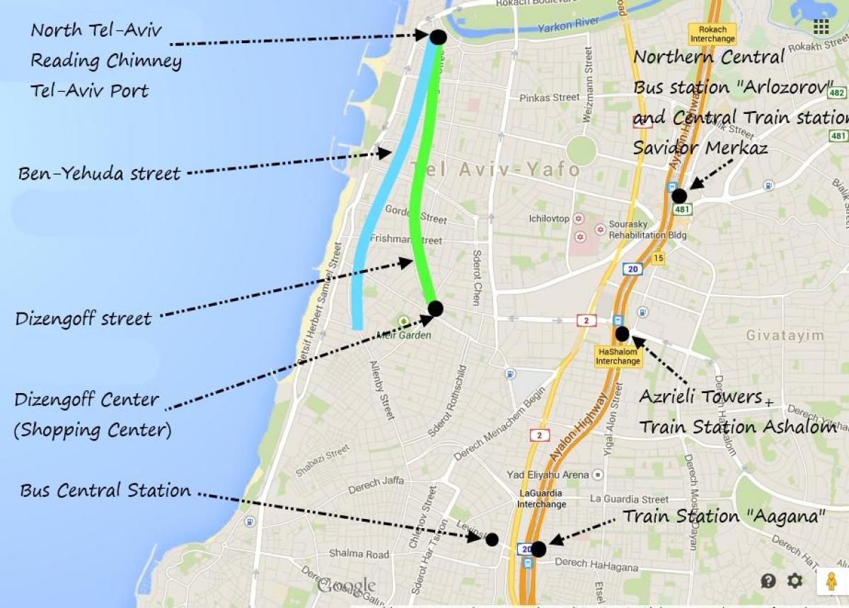 kaart van Tel Aviv openbare vervoer