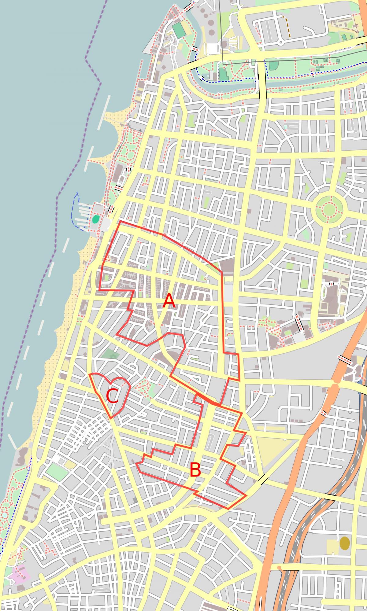 kaart van die wit stad Tel Aviv
