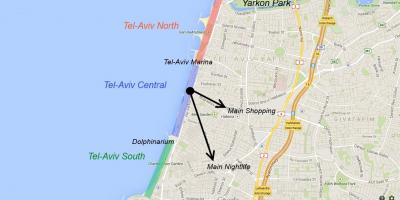 Kaart van Tel Aviv naglewe