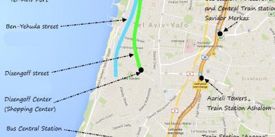 Kaart van Tel Aviv openbare vervoer