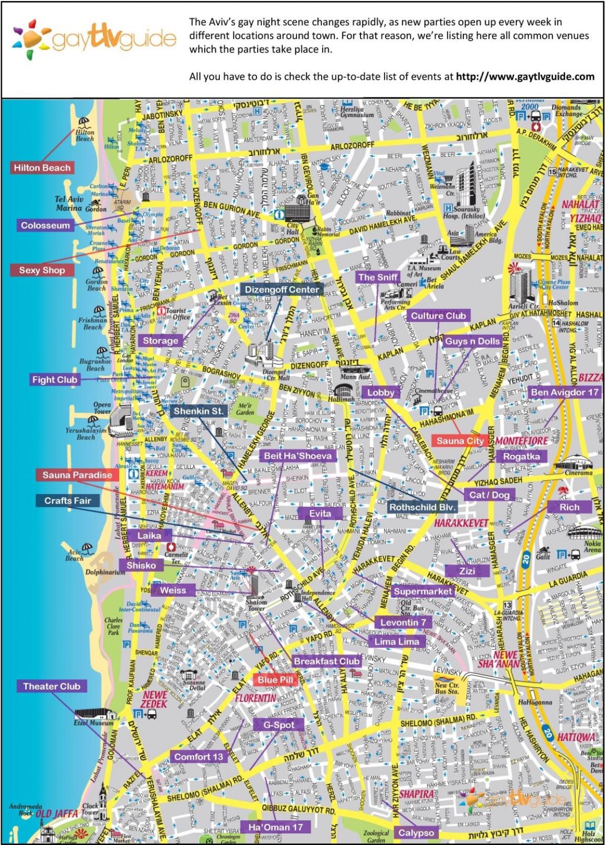 kaart van gay Tel Aviv