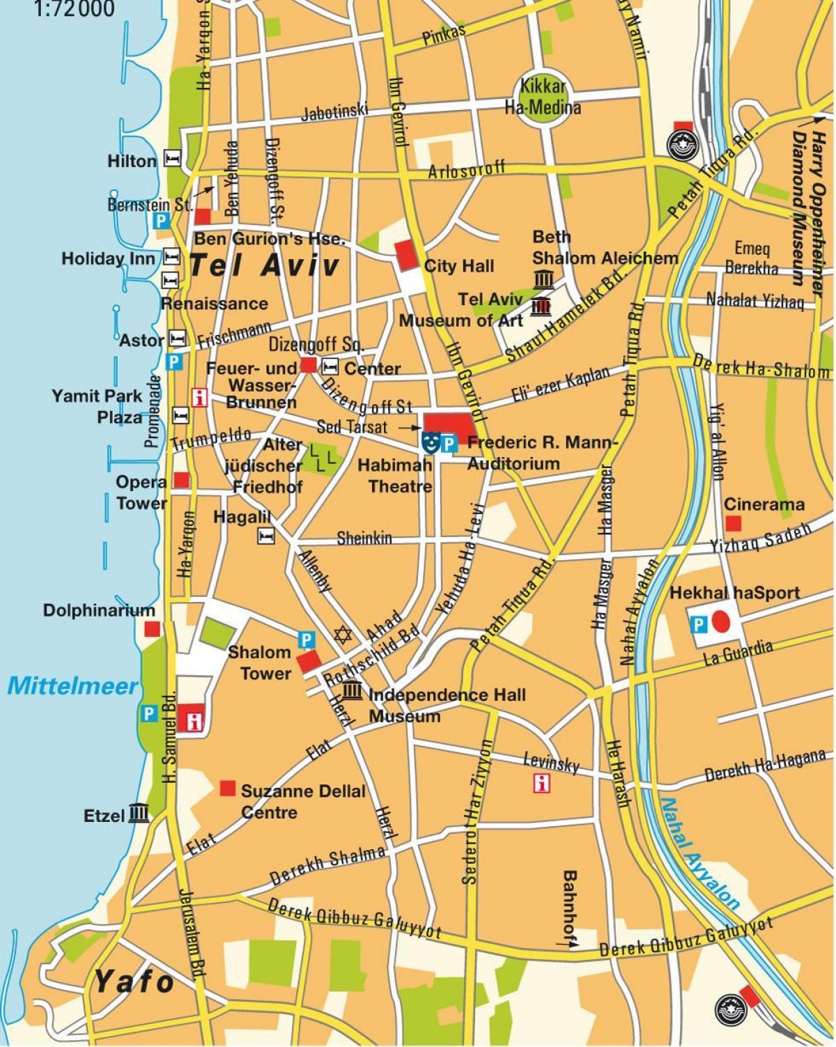 kaart van Tel Aviv gebied