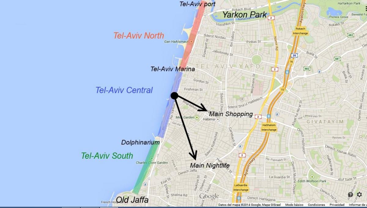 kaart van Tel Aviv naglewe