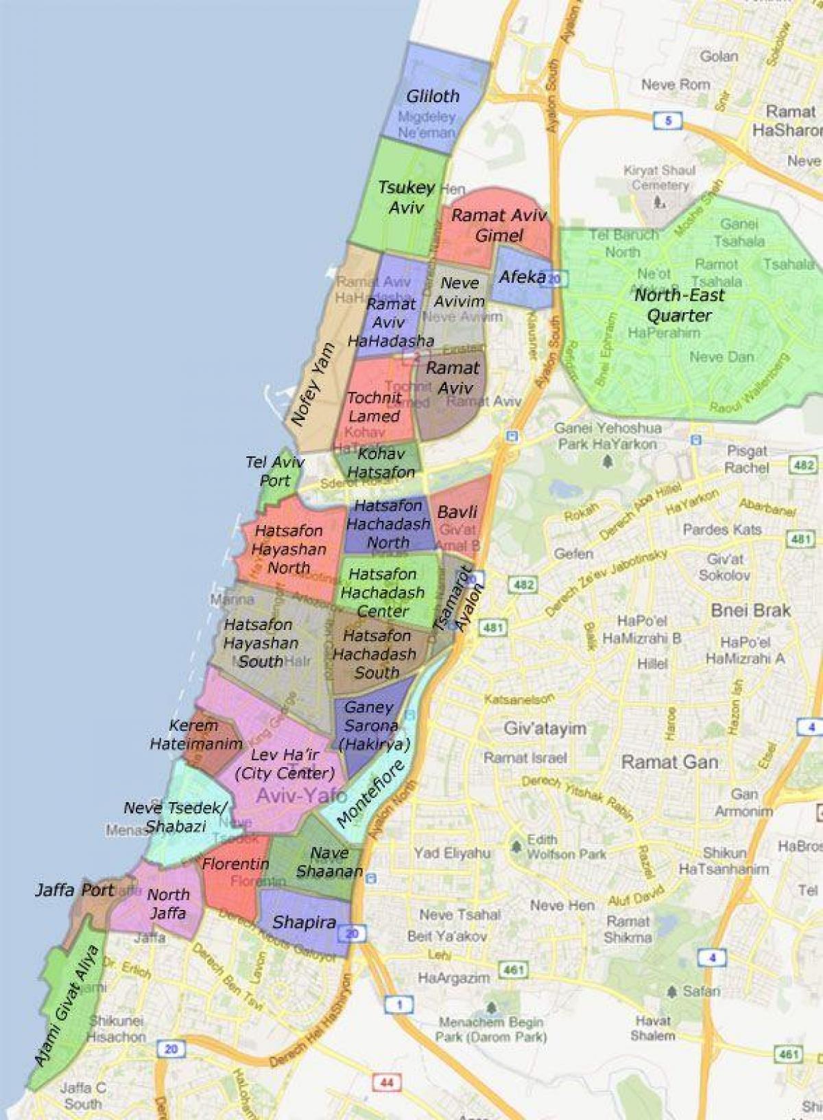 Tel Aviv wyk kaart