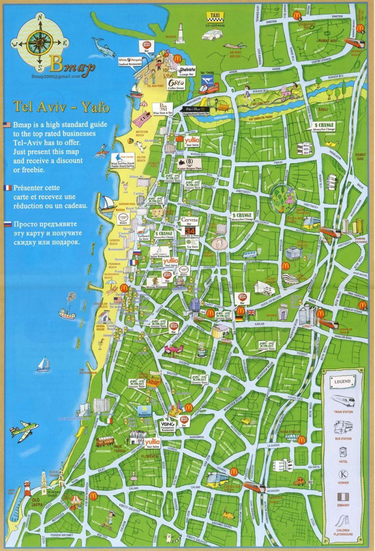Tel Aviv-aantreklikhede kaart