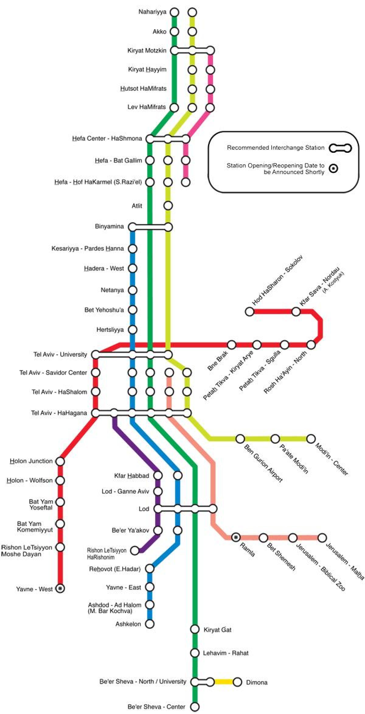 kaart van Tel Aviv trein