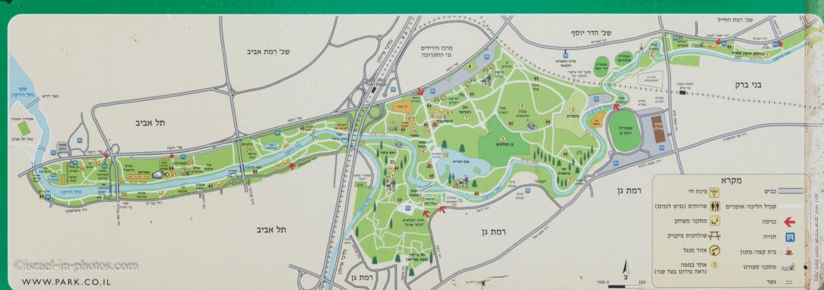 kaart van yarkon rivier